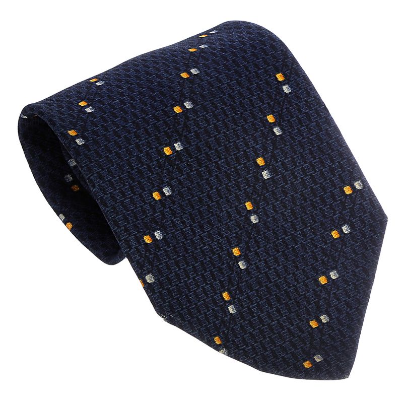 Gravata-Valentino-Seda-Azul-com-Quadrados-Amarelos