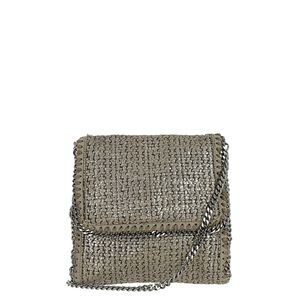 Bolsa Stella McCartney Fabella Crossbody Flap Trançada Metalizada