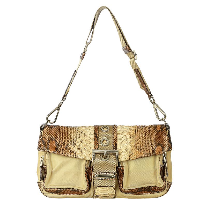 Bolsa-Prada-Vintage-Nylon-Bege-e-Couro-Exotico