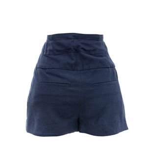 Short Cris Barros Alfaiataria e Cinto Azul Marinho