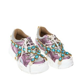 Tênis Gucci Metalizado Rosa Pedras Azuis