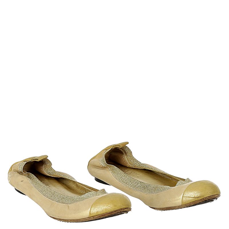 Sapatilha-Chanel-Elastico-e-Couro-Dourado