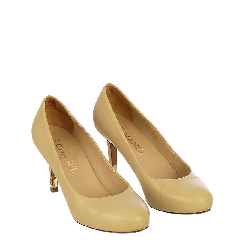 Sapato-de-Salto-Chanel-Couro-Creme