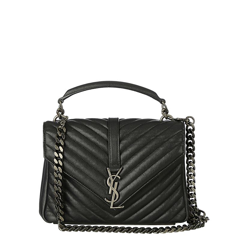 Bolsa-Saint-Laurent-Loulou-Pequena-Couro-Preto