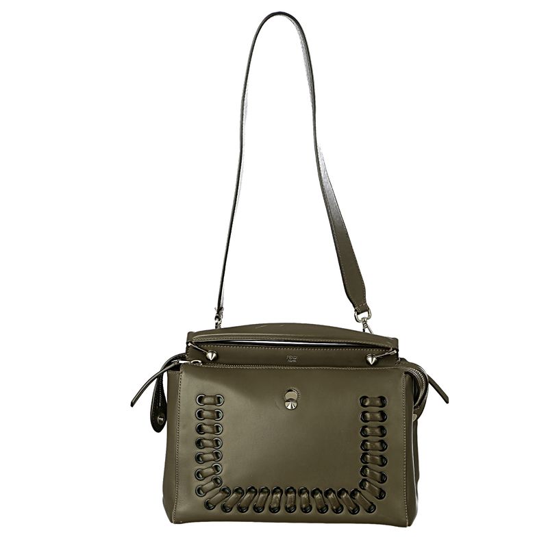 Bolsa-Fendi-Lace-Up-Dotcom-Satchel-Verde-Oliva