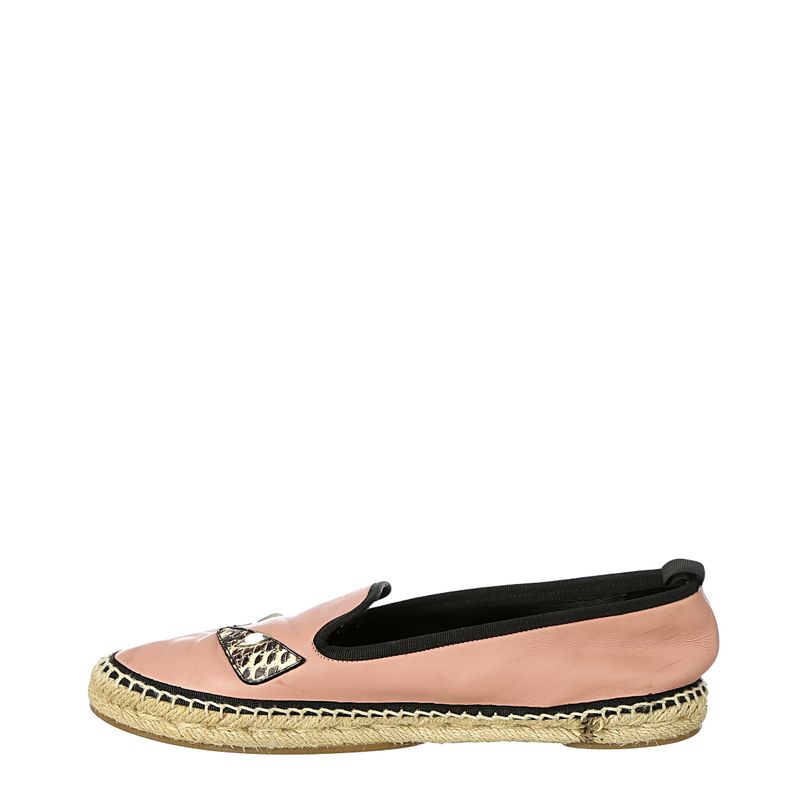 Espadrille-Fendi-Couro-Rosa-Preto-e-Couro-Exotico