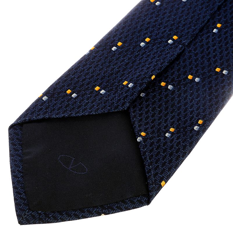 Gravata-Valentino-Seda-Azul-com-Quadrados-Amarelos