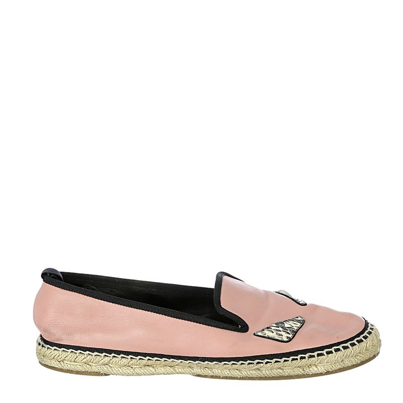 Espadrille-Fendi-Couro-Rosa-Preto-e-Couro-Exotico