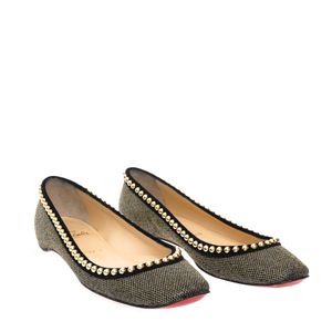 Sapatilha Christian Louboutin Preta com Aplicações Douradas