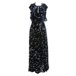 Vestido-Longo-Veludo-Estampado-Preto
