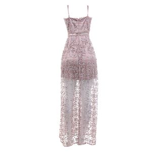 Vestido Longo Renda e Aplicações Rosa