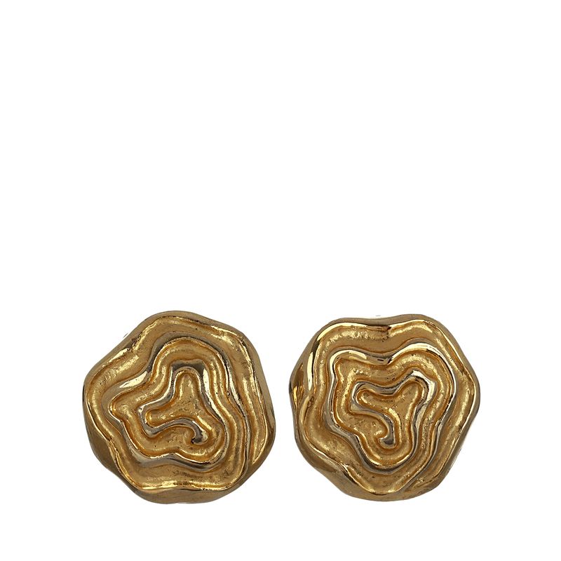 Brinco-Vintage-Pressao-Redondo-Uniforme-Labirinto-Dourado