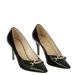 Scarpin-Gucci-Fivela-Dourada-E-Prateada-Couro-Preto