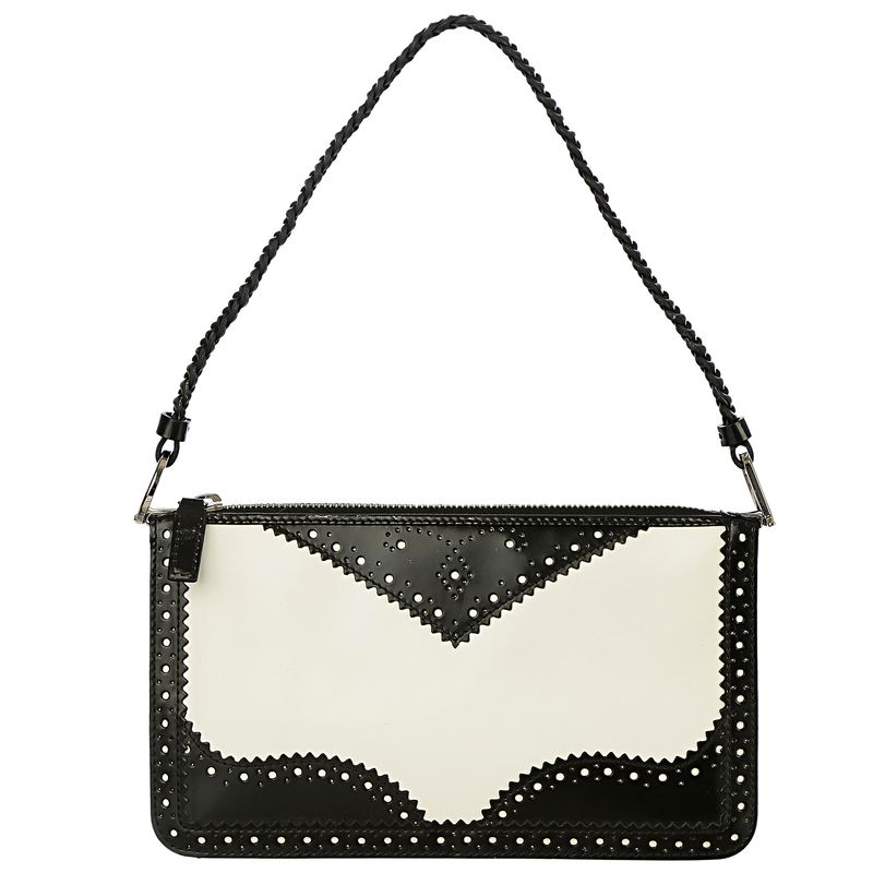 Bolsa-Christian-Dior-D-Trick-Baguette-Verniz-Preto-e-Branco