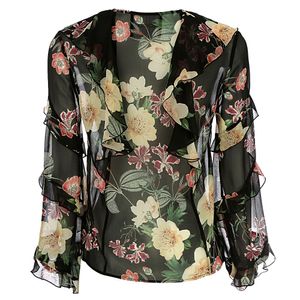Blusa Nicholas Seda Babados Estampada Floral