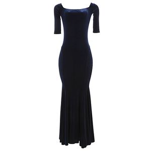 Vestido Longo Veludo Azul Marinho