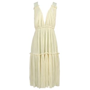 Vestido Plissado Creme