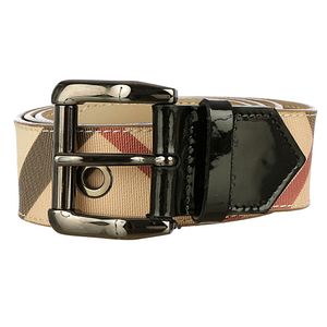 Cinto Burberry House Check e Verniz Preto