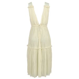 Vestido Plissado Creme