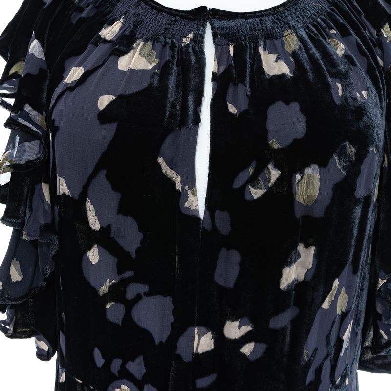 Vestido-Longo-Veludo-Estampado-Preto