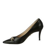 Scarpin-Gucci-Fivela-Dourada-E-Prateada-Couro-Preto