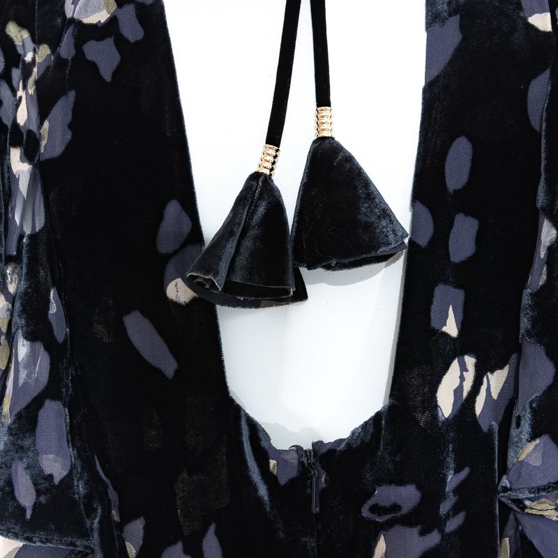 Vestido-Longo-Veludo-Estampado-Preto