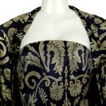 Vestido-Von-Trapp-Jacquard-Azul-Marinho-e-Dourado