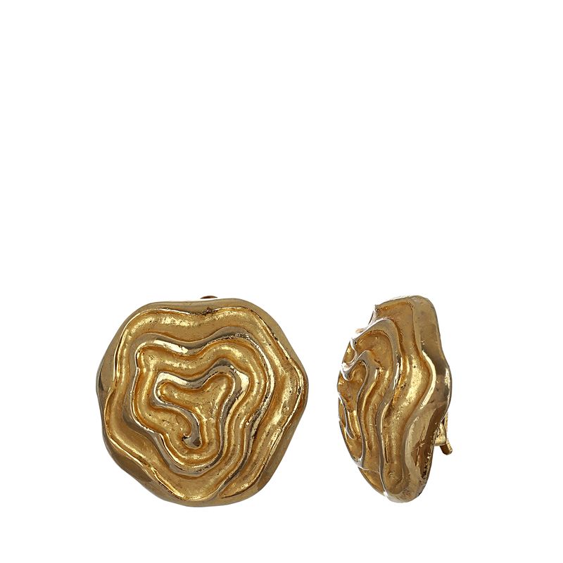 Brinco-Vintage-Pressao-Redondo-Uniforme-Labirinto-Dourado