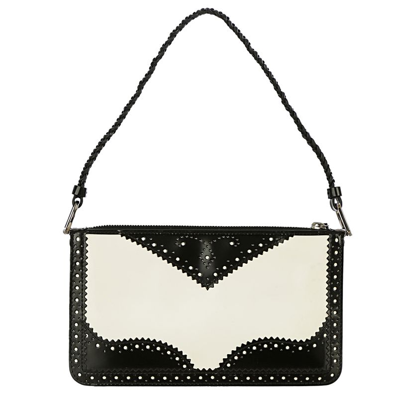 Bolsa-Christian-Dior-D-Trick-Baguette-Verniz-Preto-e-Branco