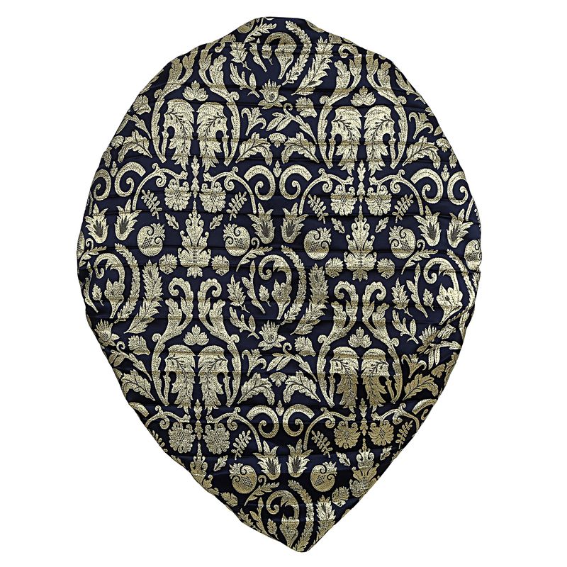 Vestido-Von-Trapp-Jacquard-Azul-Marinho-e-Dourado