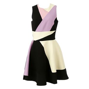 Vestido da marca Fausto Puglisi Recorte Preto Branco Rosa e Lilás