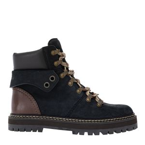 Bota See by Chloé Luster Couro Preto e Marrom