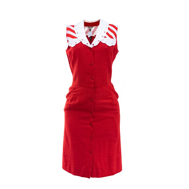 Vestido-Vintage-Linho-Vermelho