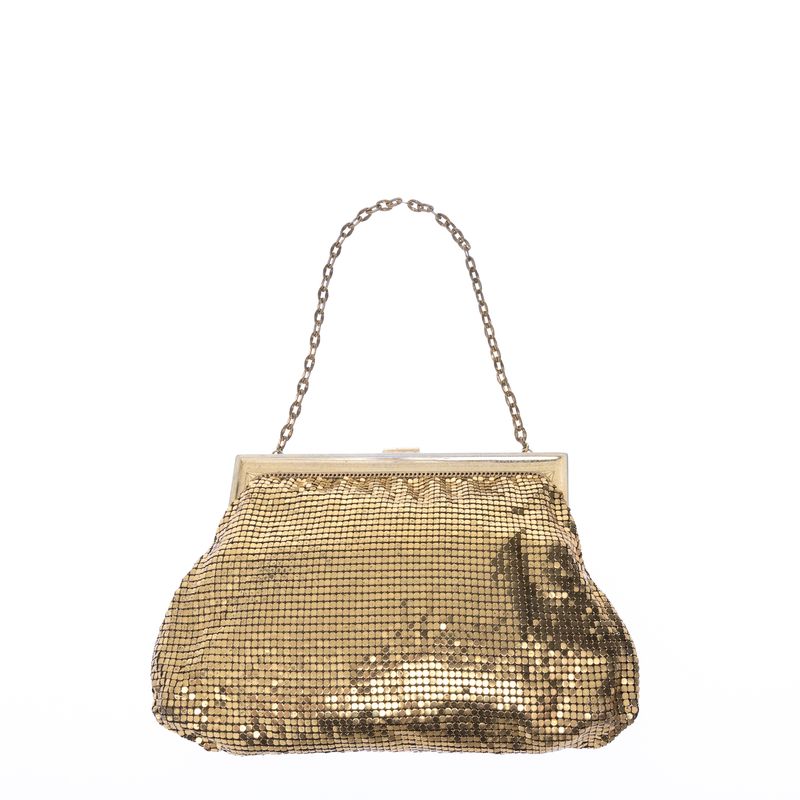 Bolsa-Vintage-Malha-de-Metal-Dourada