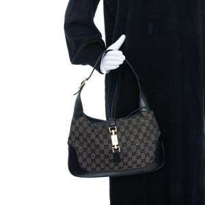 Bolsa Gucci Jackie Vintage GG Supreme e Couro Preto