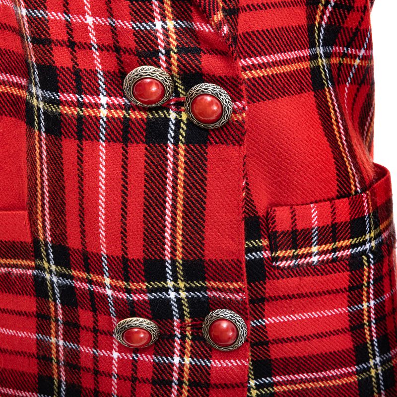 Blazer-Vintage-Xadrez-Vermelho