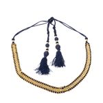 Cinto-Saint-Laurent-Vintage-Tassel-Marinho-Corrente-Dourada