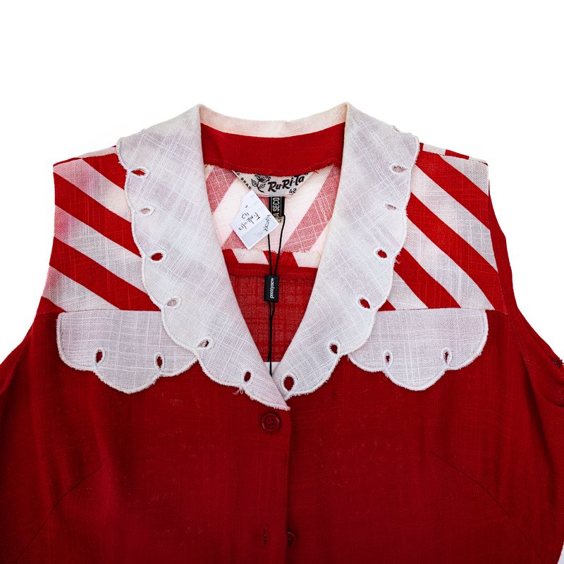 Vestido-Vintage-Linho-Vermelho