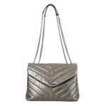 Bolsa-Saint-Laurent-Loulou-Couro-Prateada