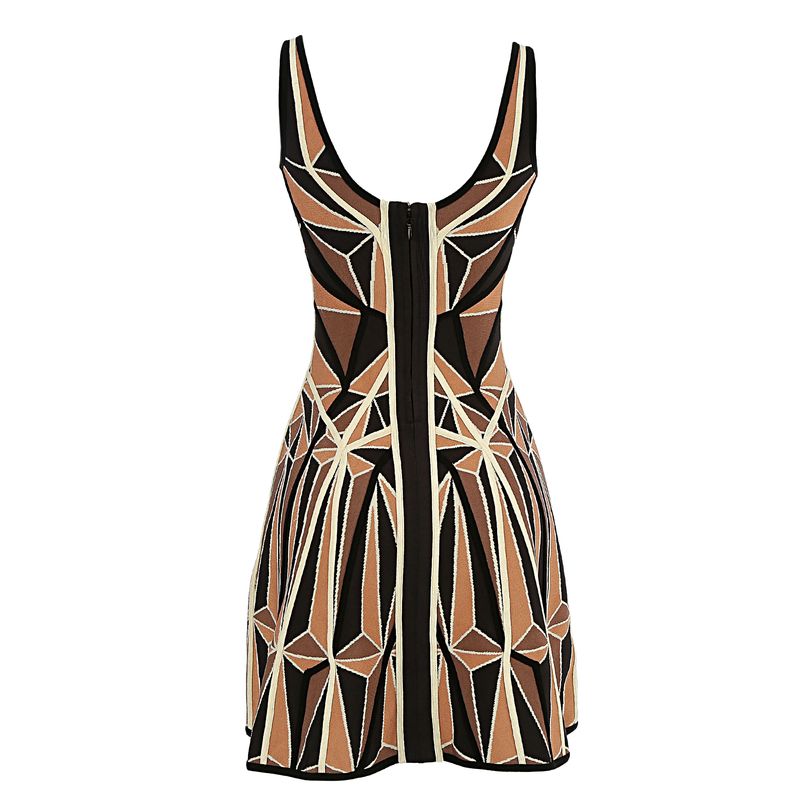 Vestido-Herve-Leger-Estampado-Marrom-e-Preto