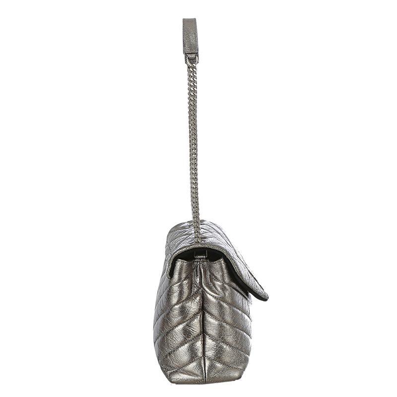 Bolsa-Saint-Laurent-Loulou-Couro-Prateada