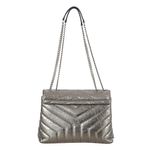 Bolsa-Saint-Laurent-Loulou-Couro-Prateada