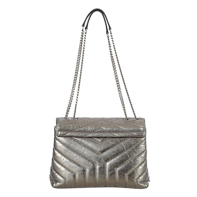 Bolsa-Saint-Laurent-Loulou-Couro-Prateada