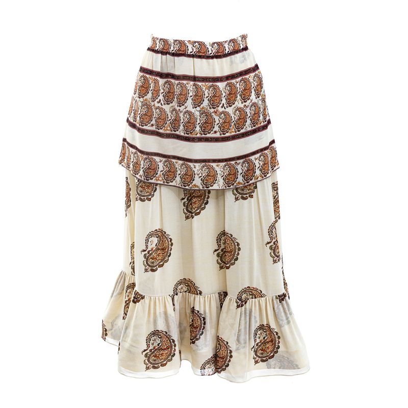 Saia-Cris-Barros-Midi-Bege-Estampada
