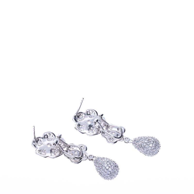 Brinco-Vintage-Pressao-Prateado-Flor-e-Pendente-Cristais