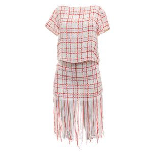 Conjunto Mixed Tweed Branco e Laranja