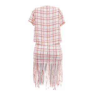 Conjunto Mixed Tweed Branco e Laranja