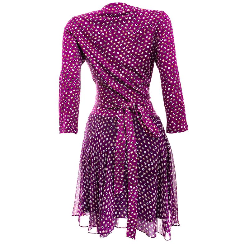 Vestido-Diane-Von-Furstenberg-Roxo-com-Bolinhas