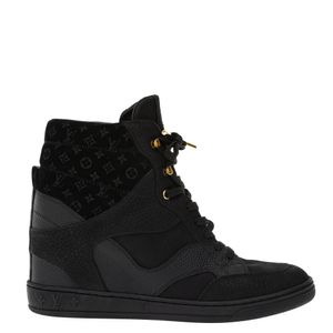 Tênis Louis Vuitton Plataforma Camurça e Couro Monograma Preto