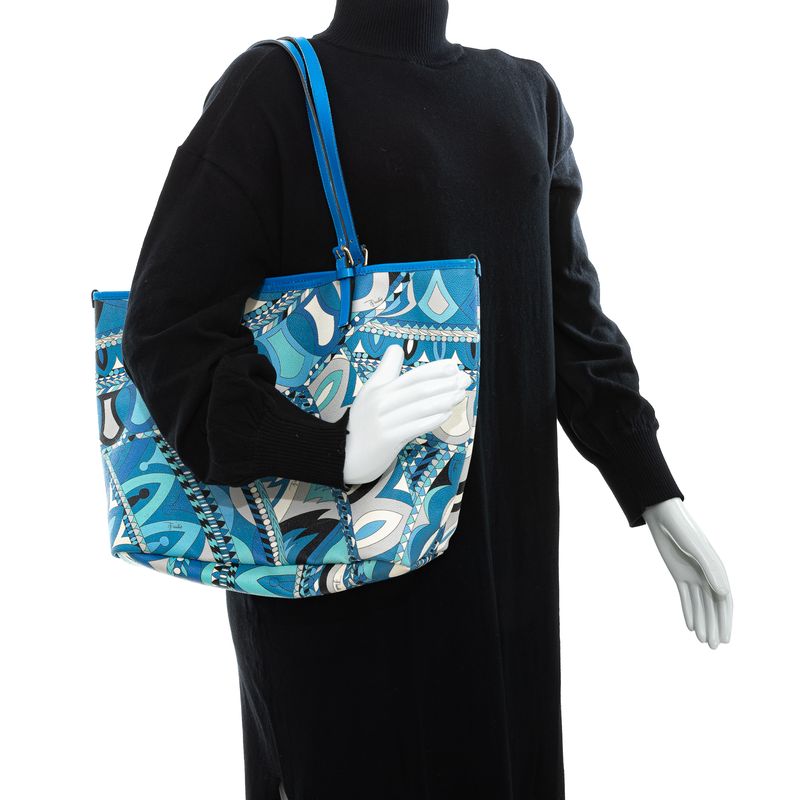 Bolsa-Emilio-Pucci-Tote-Couro-Estampa-Azul